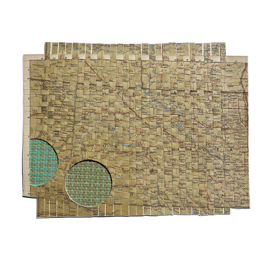 Dakota, Dakota, 2023, hand-cut & hand-woven papers, 8.5 x 10.5 in. / 21.59 x 26.67 cm.