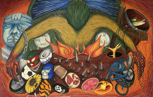 De Aqui y De Alla, Living In The Swamp Meet, 2023, drawing, 48 x 72 in. / 121.92 x 182.88 cm.