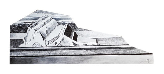 Ellesmere Island Iceberg, 2018, graphite on primed MDF, 32 x 80 cm. / 12.5 x 31.4 cm.