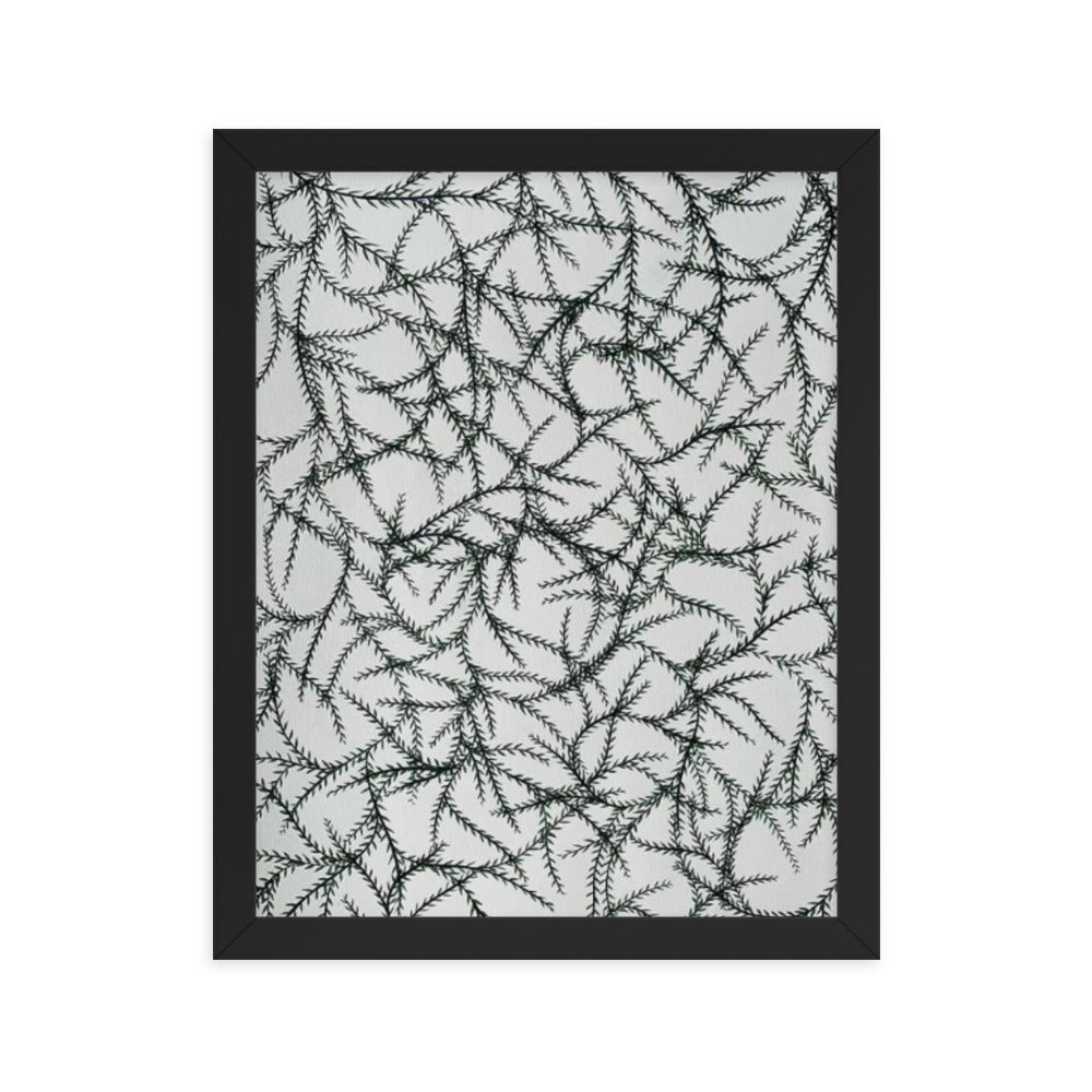 Entwined Leaves, 2023, watercolor on framed paper print