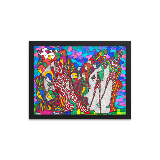 Crowd, 2023, mixed media on framed paper print