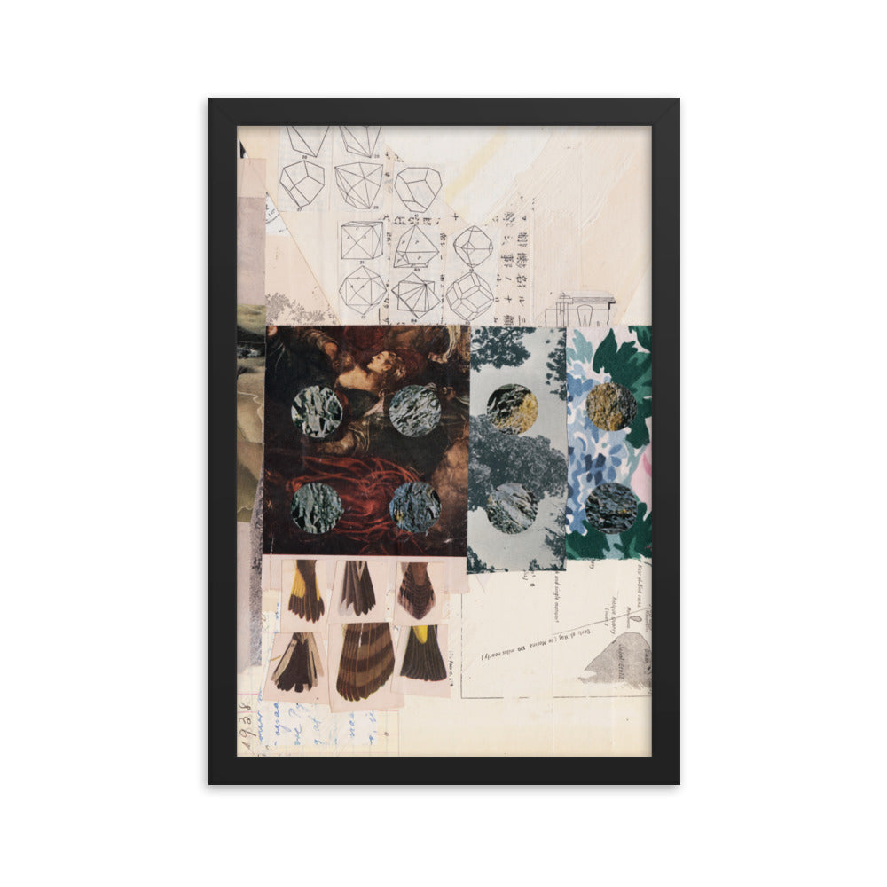 Rebus, 2023, collage on framed paper print