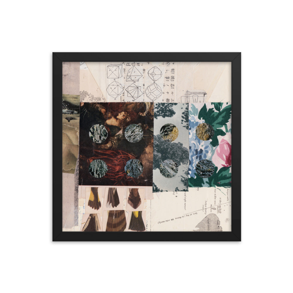 Rebus, 2023, collage on framed paper print