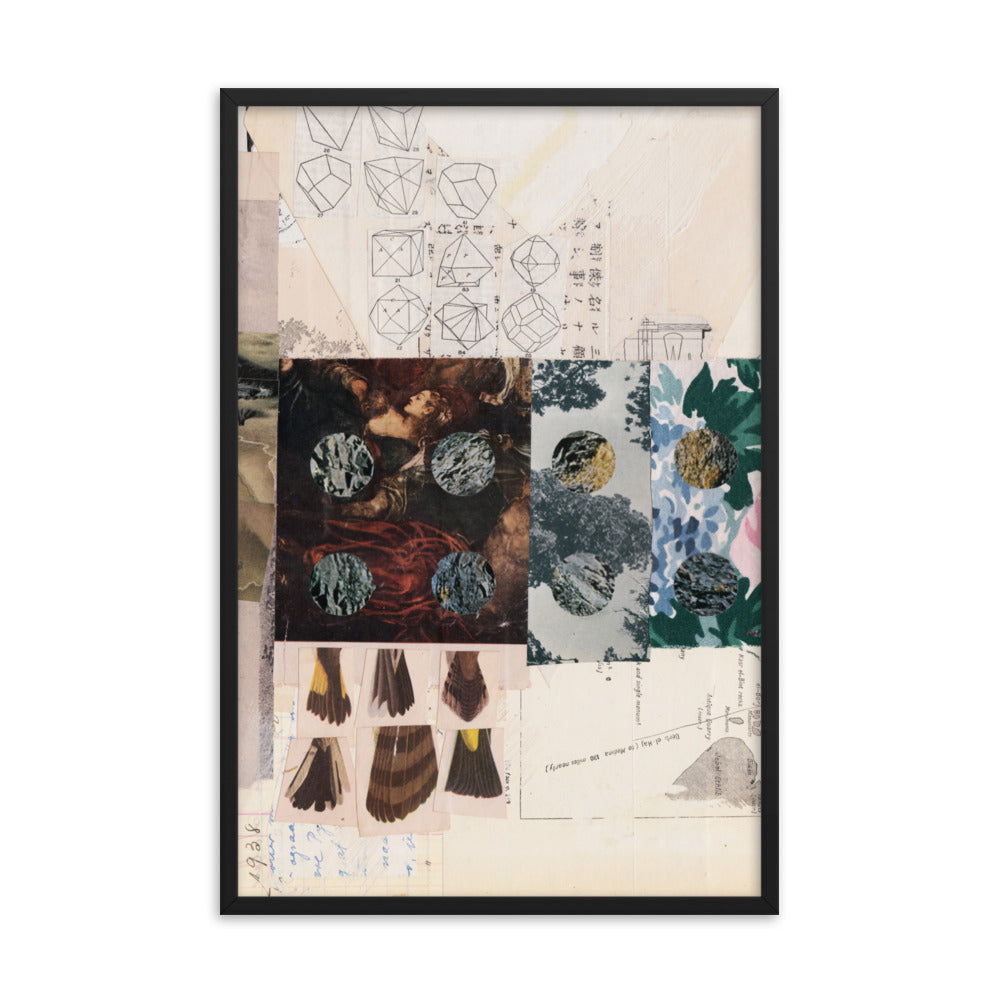 Rebus, 2023, collage on framed paper print