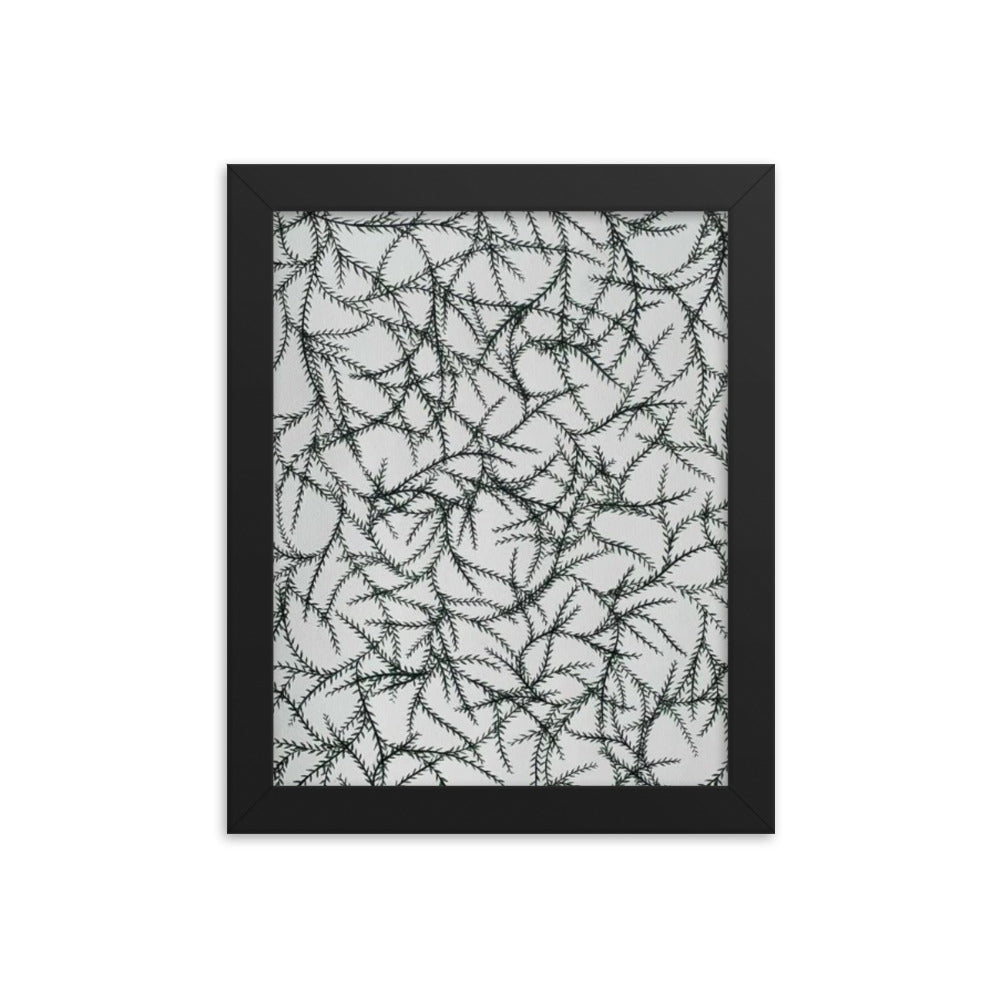 Entwined Leaves, 2023, watercolor on framed paper print