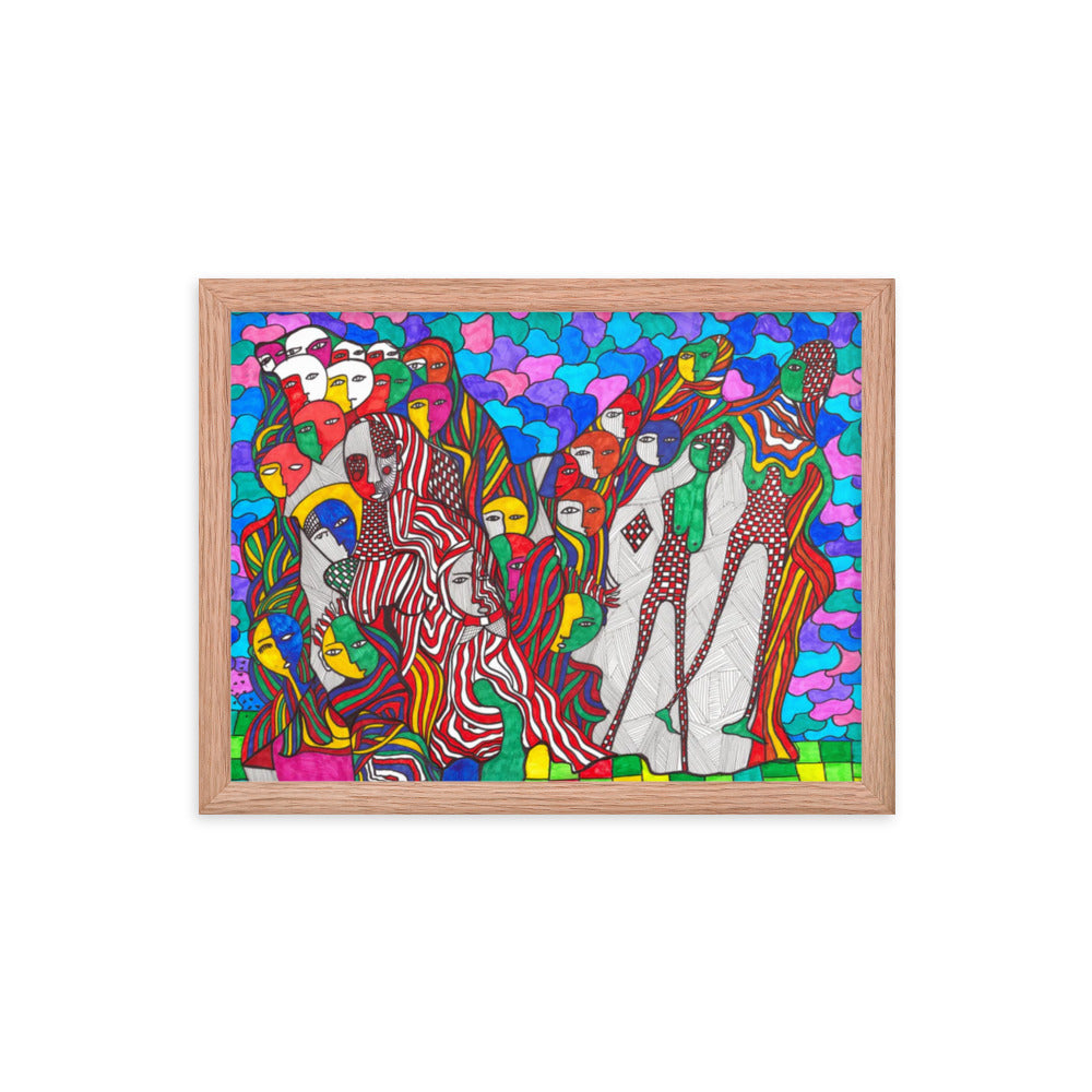 Crowd, 2023, mixed media on framed paper print