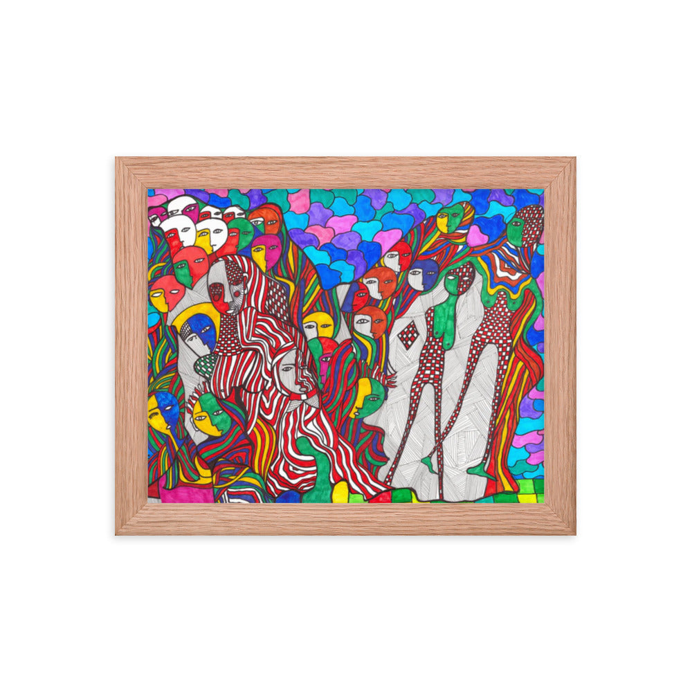 Crowd, 2023, mixed media on framed paper print