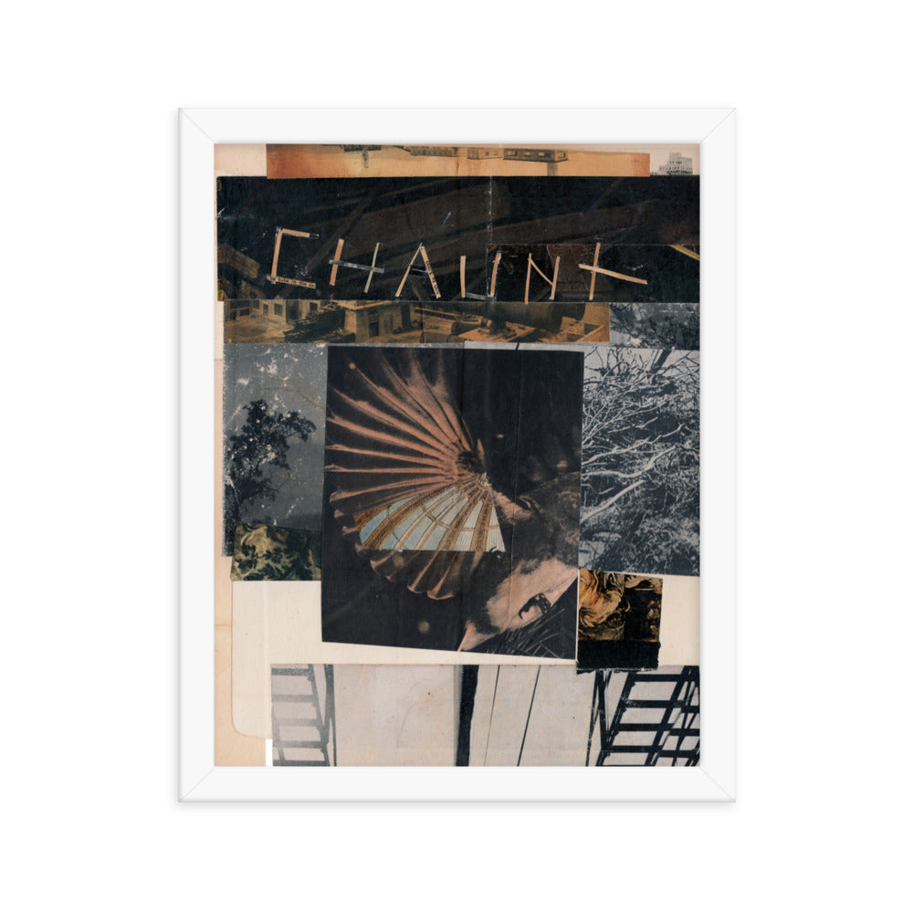 Chaunt, 2023, collage on framed paper print