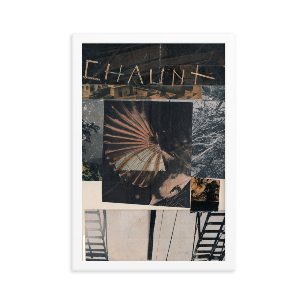 Chaunt, 2023, collage on framed paper print