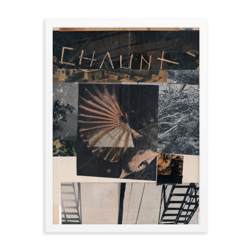 Chaunt, 2023, collage on framed paper print