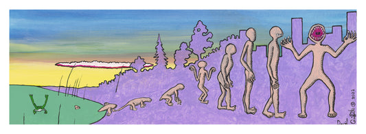 Evolution, 2022, acrylic on canvas, 12 x 36 in. / 30.48 x 91.44 cm.