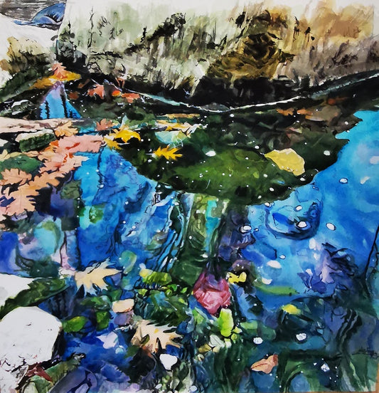 Fallen Leaves in Water, 2023, watercolor on paper, 24 x 22 in. / 60.96 x 55.88 cm.