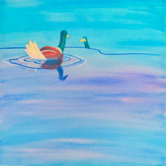 Fancy Meeting You Here, 2024, oil pastel on canvas, 24 x 24 in. / 60.96 x 60.96 cm.