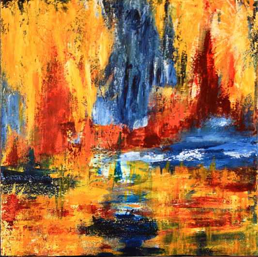 Fire and Rain 2, 2022, acrylic on canvas, 30 x 30 in. / 76.2 x 76.2 cm.