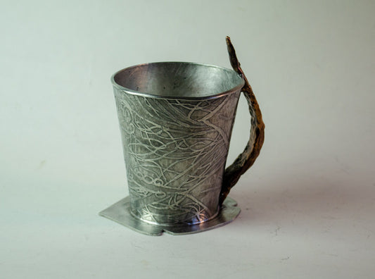 Frog Cup, 2024, pewter & bronze, 7 x 5 x 5 in. / 17.78 x 12.7 x 12.7 cm.