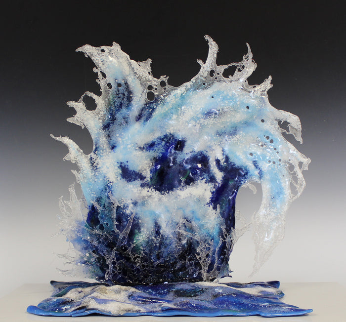 Frozen in Time, 2022, fused glass, 20 x 28 x 10 in. / 50.8 x 71.12 x 25.4 cm.