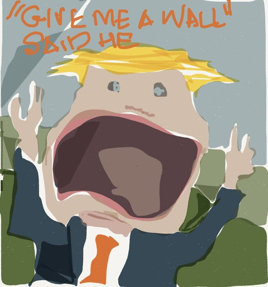 Give Me a Wall, 2020, digital iPad sketch, 10 x 8 in. / 25.4 x 20.32 cm.