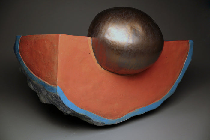 Golden Seed, 2020, ceramic stoneware, 16 x 24 x 15 in. / 40.64 x 60.96 x 38.1 cm.