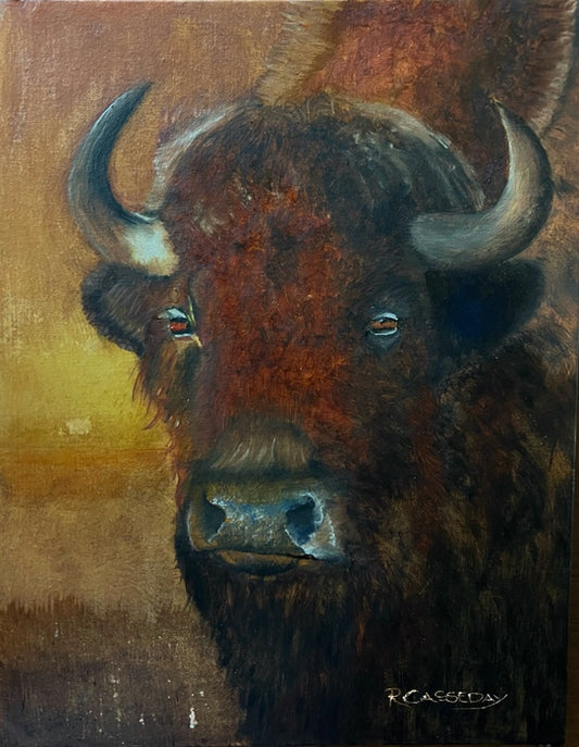 Golden Sunrise, 2023, oil on goldleaf, 12 x 9 in. / 30.48 x 22.86 cm.