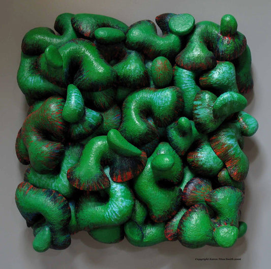Green Relief, ARGR06, 2006, mixed media, 55 x 53 x 15 in. / 139.7 x 134.62 x 38.1 cm.