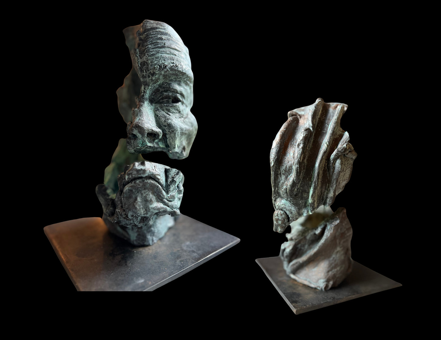 Headscapes, 2024, fired clay and acrylic paint, 14 x 4 x 5 in. / 35.56 x 10.16 x 12.7 cm.