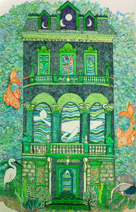 House of Green, 2021, mixed media, 41 x 24 in. / 104.14 x 60.96 cm.