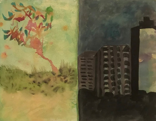 Last Tree Standing, 2023, watercolor on arches paper, 11 x 14 in. / 27.94 x 35.56 cm.