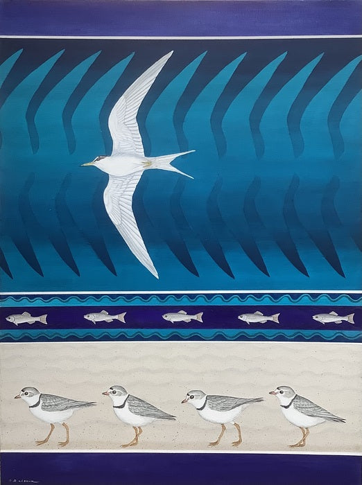Least Tern and Piping Plover, 2018, acrylic on canvas, 40 x 30 in. / 101.6 x 76.2 cm.