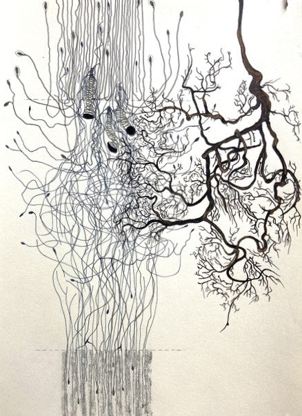 Life Lines: Cajal and I (No. 13), 2022, mixed media, 12 x 9 in. / 30.48 x 22.86 cm.