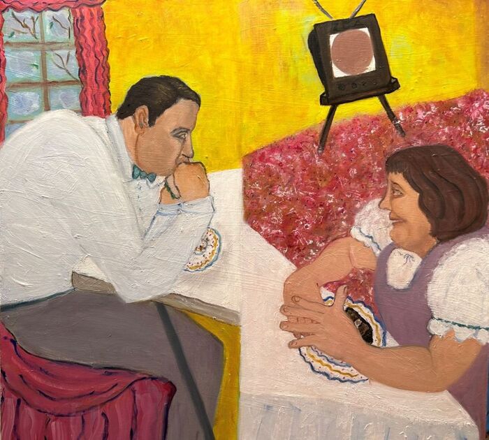 Like Father, Like Daughter, 2023, oil on canvas, 36 x 36 in. / 91.44 x 91.44 cm.