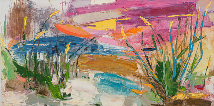 Magenta Skies, 2022, oil on canvas, 18 x 36 in. / 45.72 x 91.44 cm.