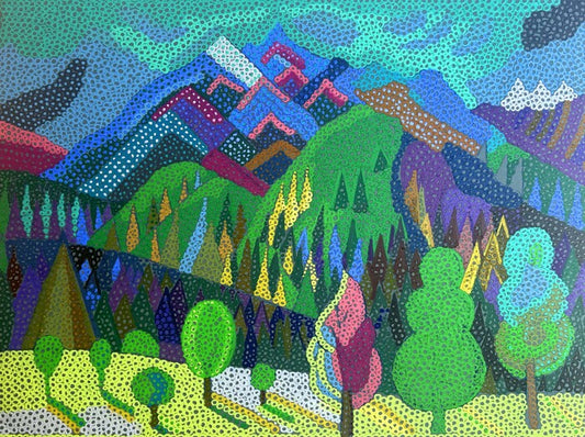Magic Mountain 4, 2023, oil pastel on board, 19 x 24 in. / 48.26 x 60.96 cm.