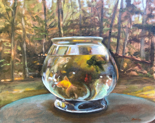 Marigold, Comet, Eclipse and The Ghost, 2019, oil on canvas, 16 x 20 in. / 40.64 x 50.8 cm.