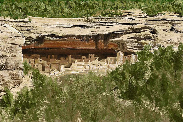 Mesa Verde, 2017, digital painting, 16 x 24 in. / 40.64 x 60.96 cm.