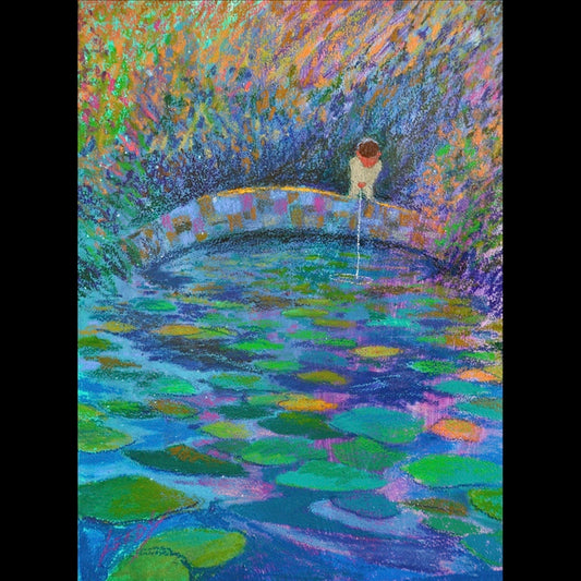 "The Pisser" (after Monet), 2011, oil pastel on board, 16 x 12 in. / 40.64 x 30.48 cm.