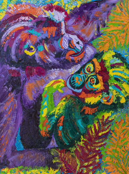 Mother and Baby Gorilla, 2022, oil on canvas, 48 x 36 in. / 121.92 x 91.44 cm.