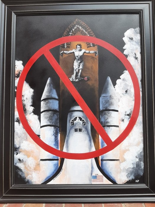 No Massa/No Nasa, 2020, acrylic, 40 x 30 in. / 101.6 x 76.2 cm.