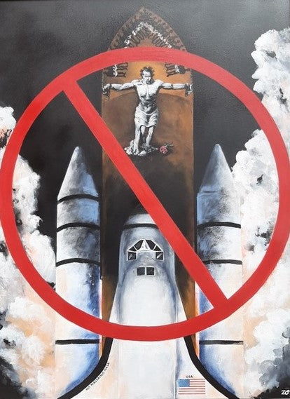 No Massa/No Nasa, 2020, acrylic, 40 x 30 in. / 101.6 x 76.2 cm.