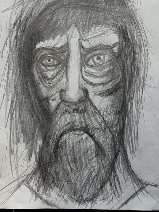 Old Man, 2023, graphite, 14 x 11 cm. / 5.5 x 4.3 in.