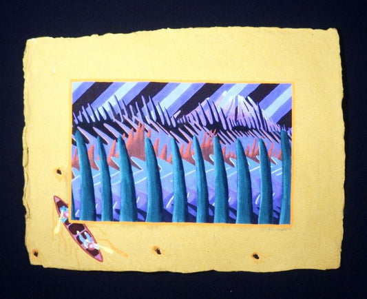 Recreated Landscape, 1990, casein on handmade rag, 11 x 14 in. / 27.94 x 35.56 cm.