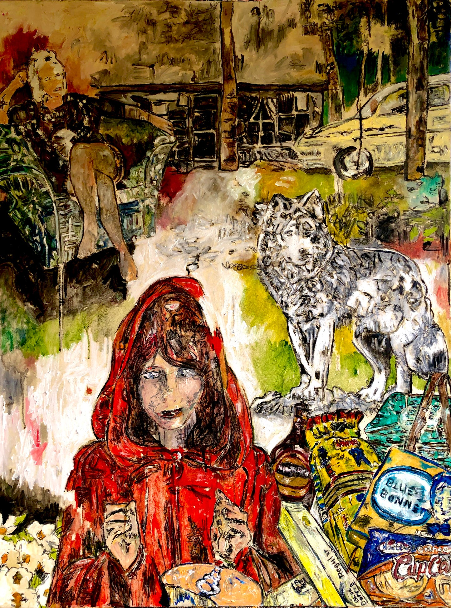 Red Riding Hood, 2024, oil on canvas, 36 x 48 in. / 91.44 x 121.92 cm.