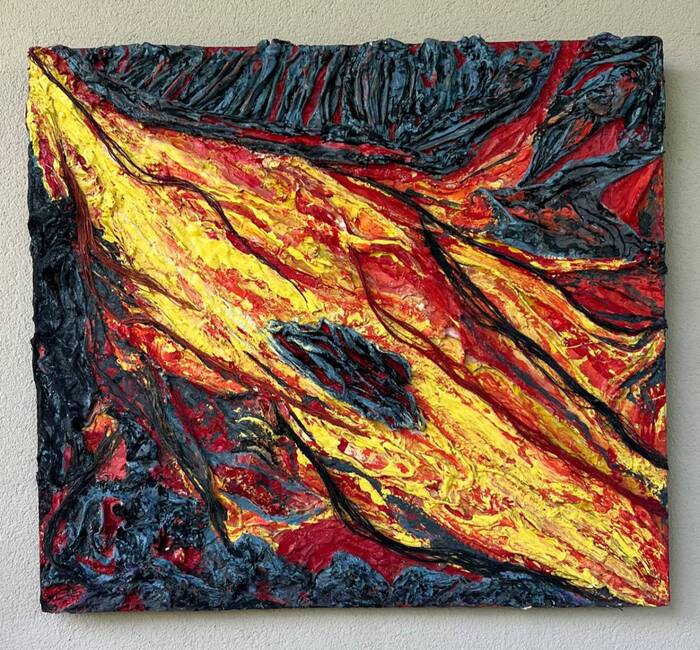 River of Fire, 2023, sculpture, 38.5 x 38.3 in. / 97.79 x 97.282 cm.
