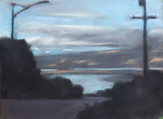 Road to Vallejo, 2023, chalk pastel on paper, 9 x 12 in. / 22.86 x 30.48 cm.