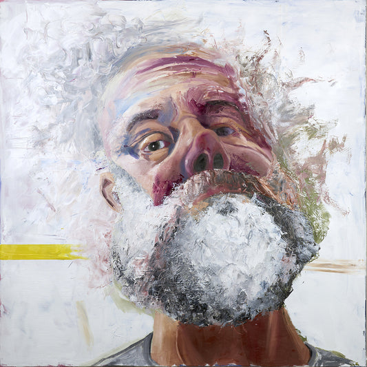 Self Portrait with Beard, 2024, oil on canvas, 48 x 48 in. / 121.92 x 121.92 cm.