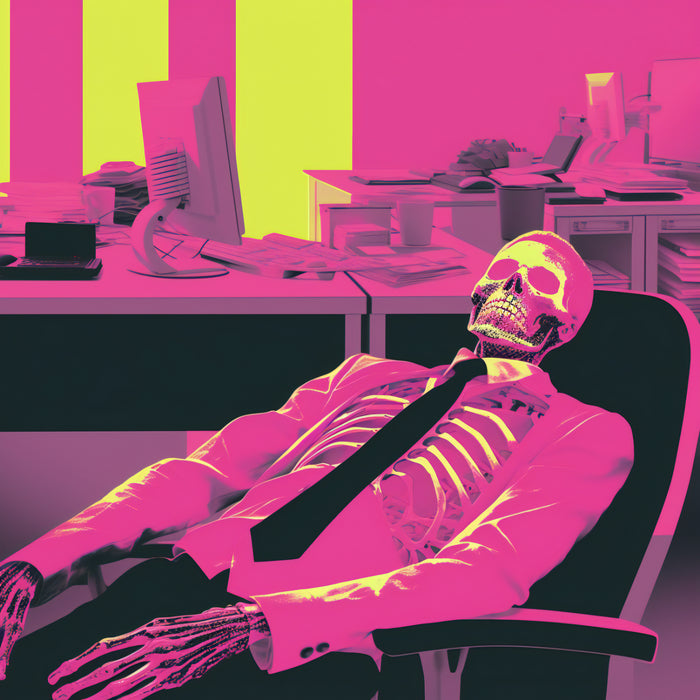 Skeleton at Work, 2022, digital art, 30 x 30 in. / 76.2 x 76.2 cm.