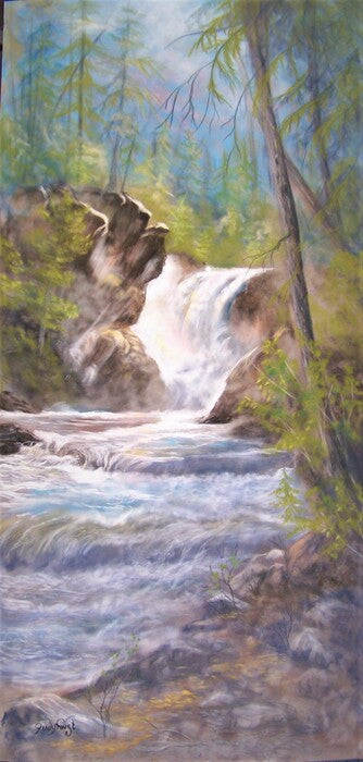 Smith Creek Falls, 2012, pastel, 29 x 14 in. / 73.66 x 35.56 cm.