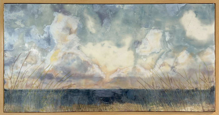 Smoke Scented Beaches, 2023, encaustic, 12 x 24 in. / 30.48 x 60.96 cm.