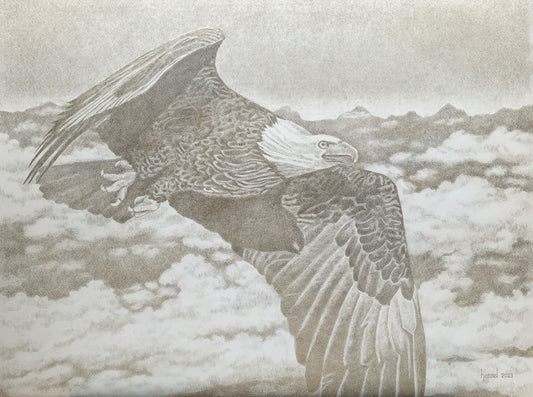 Soaring, 2023, silverpoint drawing, 24 x 18 in. / 60.96 x 45.72 cm.