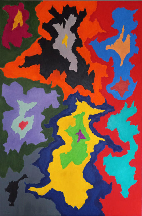 Spills 3, 2023, oil on canvas, 24 x 36 in. / 60.96 x 91.44 cm.