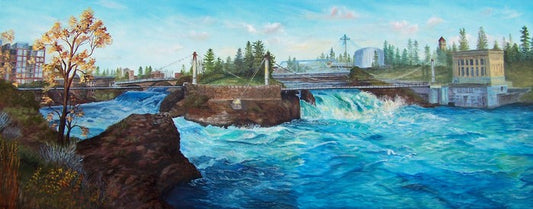 Spokane Waterfalls, 2016, oil, 24 x 48 in. / 60.96 x 121.92 cm.